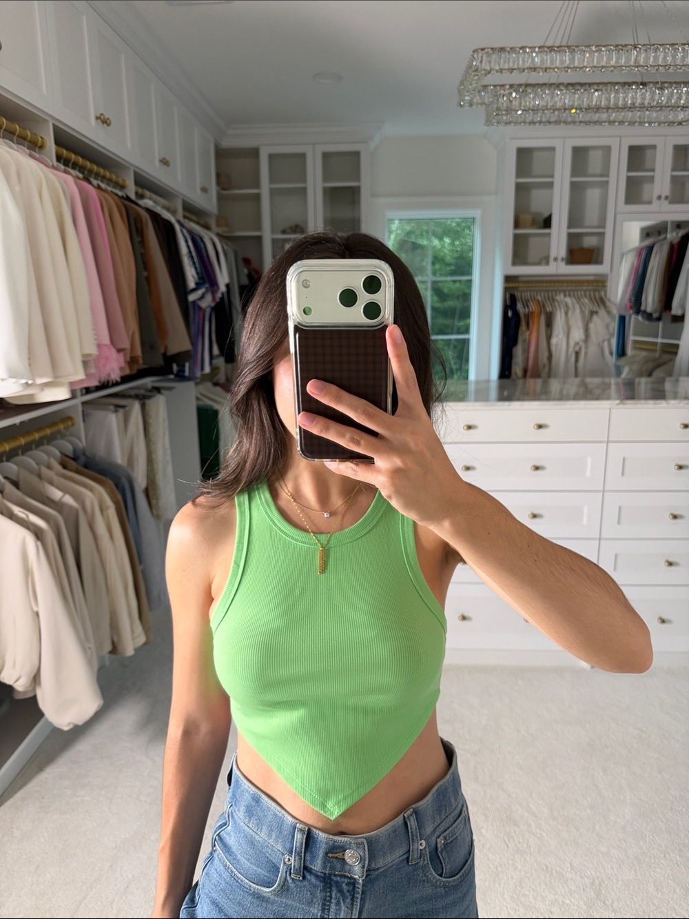 REVOLVE Green Ribbed Handkerchief Hem Tank Top - Women